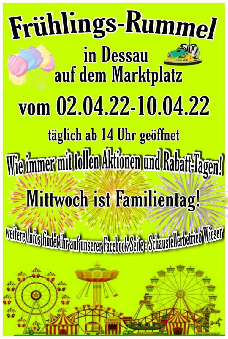 Frühlingsrummel Dessau ab 02.04.2022: Attraktionen & Infos!